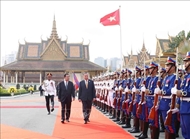 ພິທີຕ້ອນຮັບທ່ານເລຂາທິການໃຫຍ່ ໂຕເລິມ ຢ້ຽມຢາມທາງລັດຖະກິດລາຊະອານາຈັກກໍາປູເຈຍ